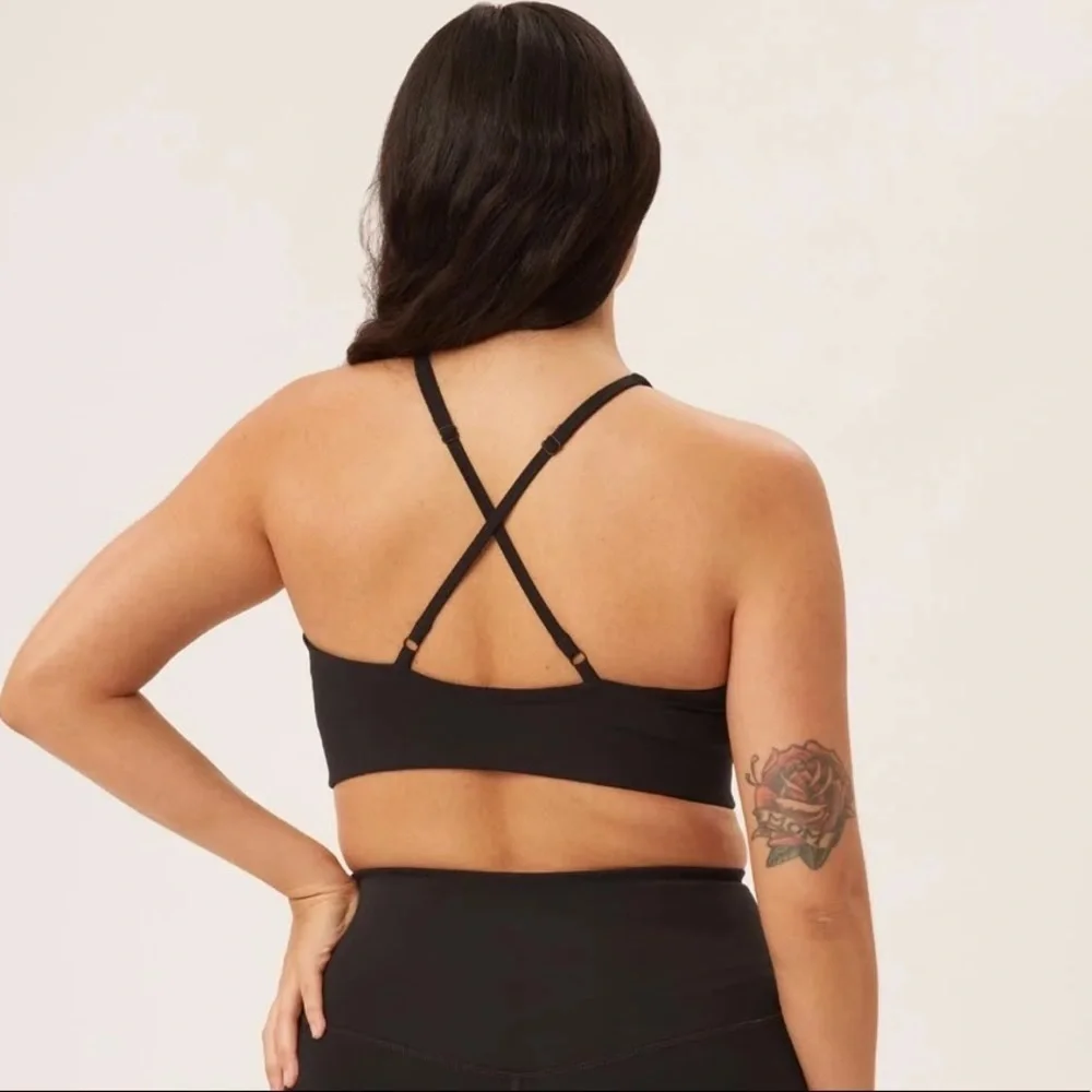 Girlfriend Collective Black Topanga Halter Bra, XS